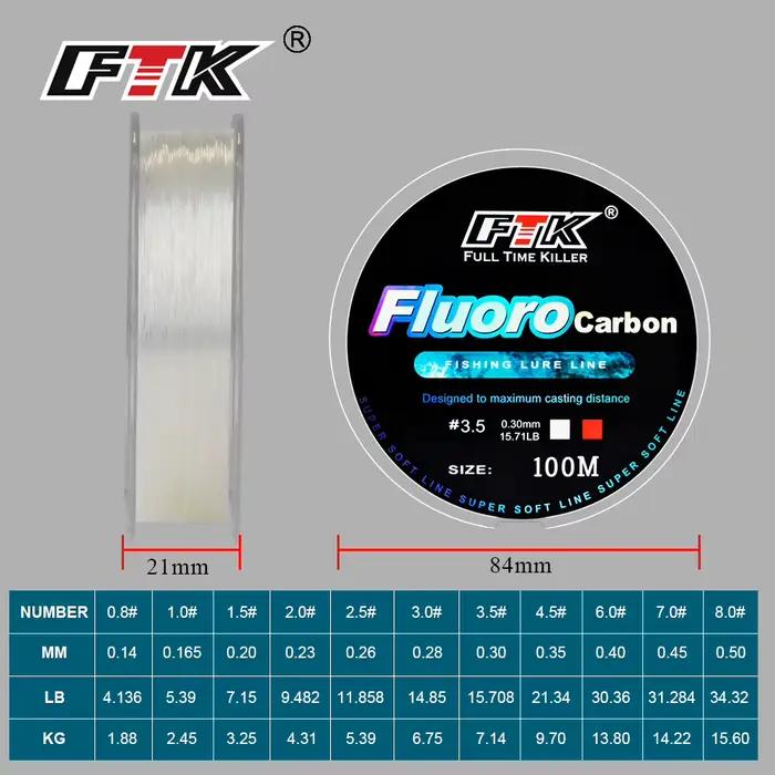 Ligne fluorocarbone FTK rose 100m pour leurres - Leader souple pêche à la mouche 4-34LB