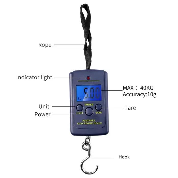 Balance multifonction 40kg/10g électronique portable - Pêche, bagages, poche avec crochet suspendu