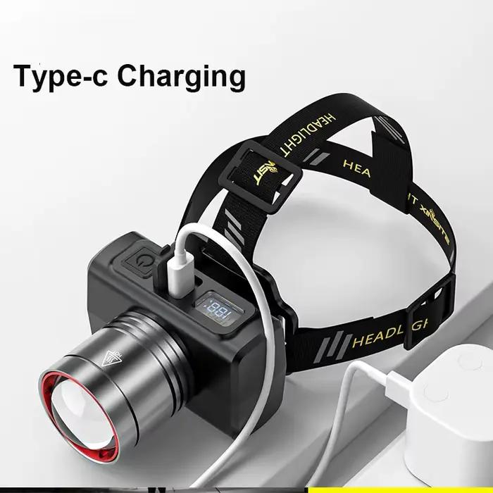 Lampe frontale super lumineuse avec capteur mouvement - Rechargeable étanche flash pour pêche signalisation