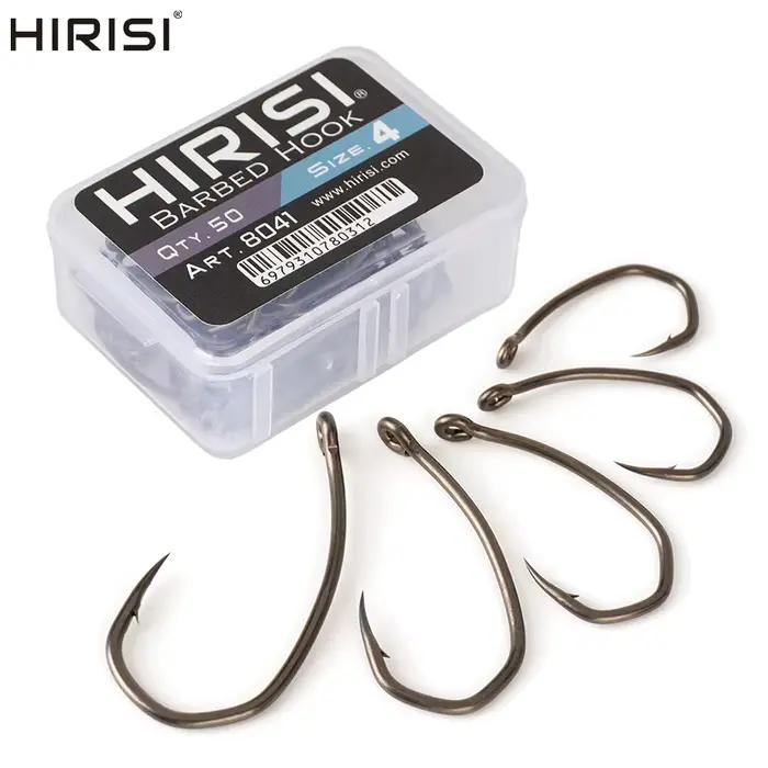 Hameçons Hirisi 8041 50 pièces ardillonnés acier inoxydable haute carbone revêtus PTFE anti-rouille