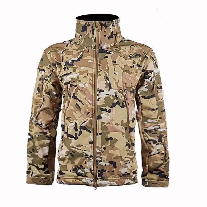 Veste tactique camouflage hiver col montant polaire épaisse imperméable pour pêche et outdoor