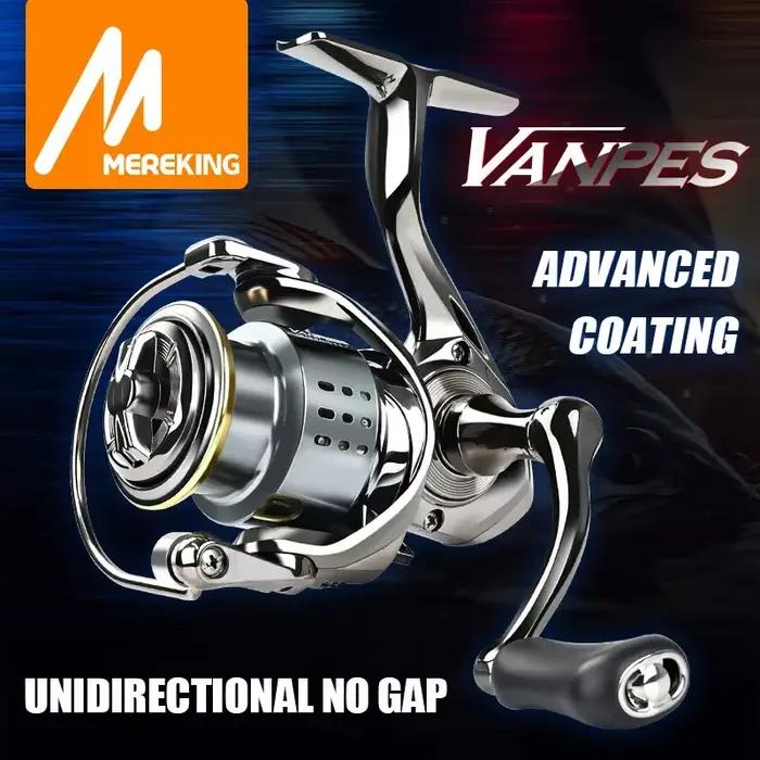 Moulinet MEREDITH VANPES anti-rouille - Ratio 5.0:1 - Freinage 8kg max - Roulement fluide pour pêche précise