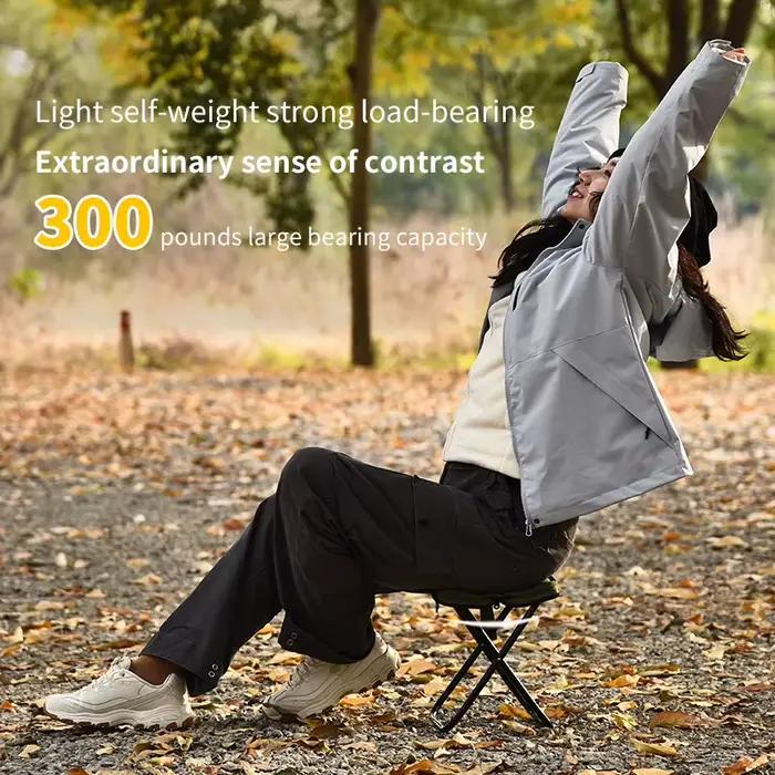 Chaise pliante aluminium doré pêche camping avec housse - Siège portable tabouret randonnée extérieur