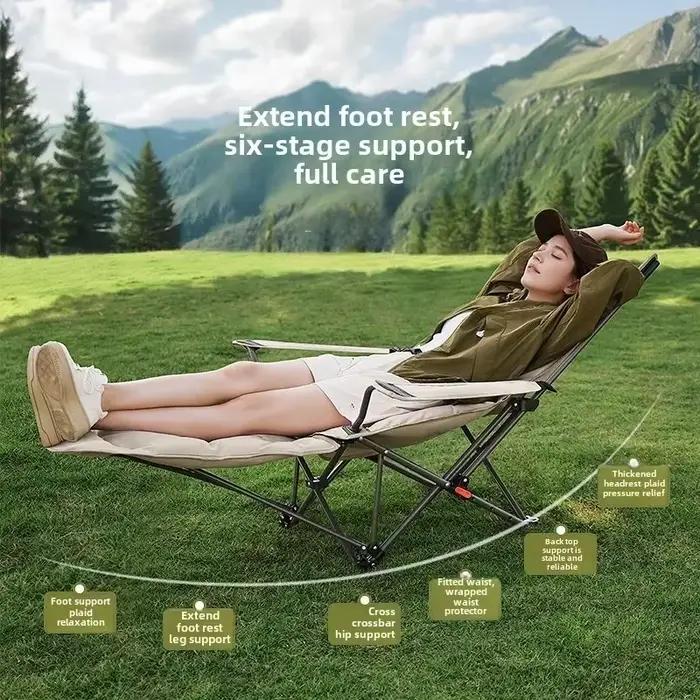 Chaise de pêche inclinable portable avec dossier réglable - Siège rembourré pour plage, camping et voyage