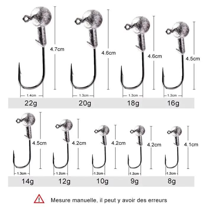 Têtes plombées MEREDITH 1g à 22g pour pêche au brochet et carnassiers en eau douce