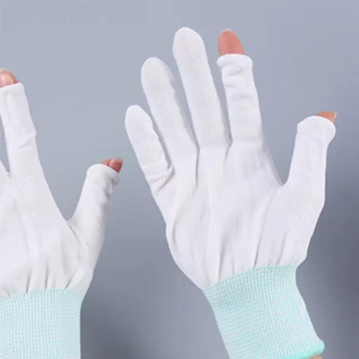 Gants nylon ultra-fins été deux trois doigts cueillette thé pêche travail fingerless protection légère
