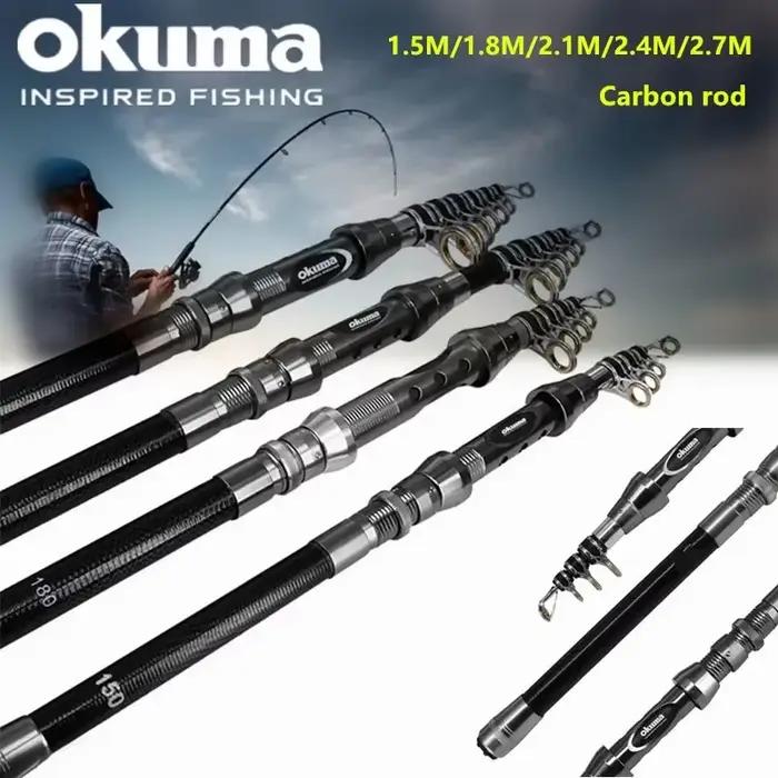 Canne spinning OKUMA New Carbon Rock 1.5-2.7m avec anneaux céramique, pour pêche rocheuse et mer