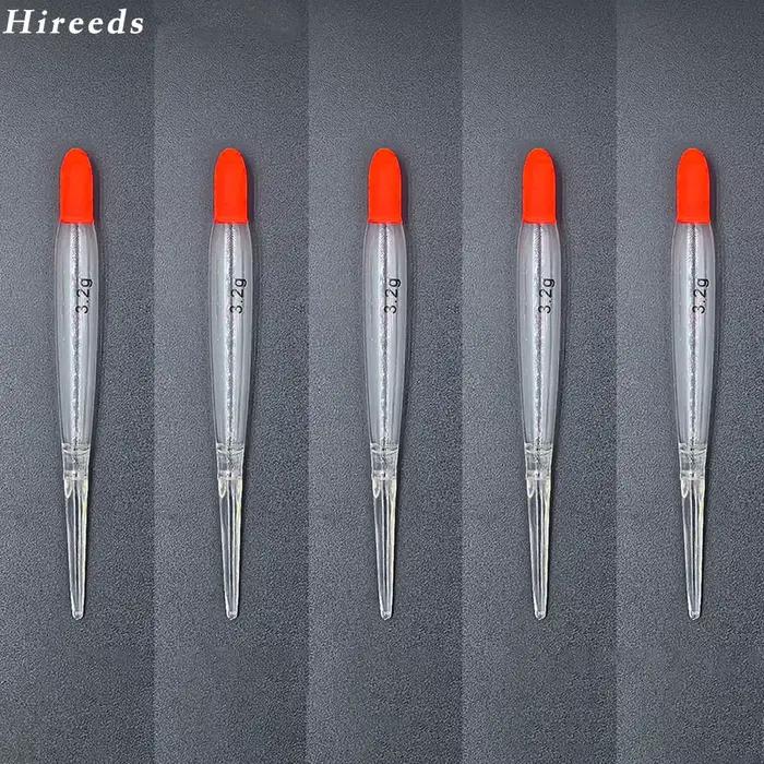 5 flotteurs plastique haute densité transparents accents orange pour pêche à la mouche saumon truite