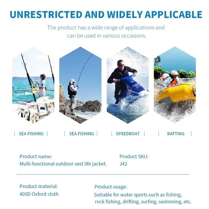 Gilet de sauvetage pêche haute flottabilité réglable pour sports nautiques et pêche sécurité