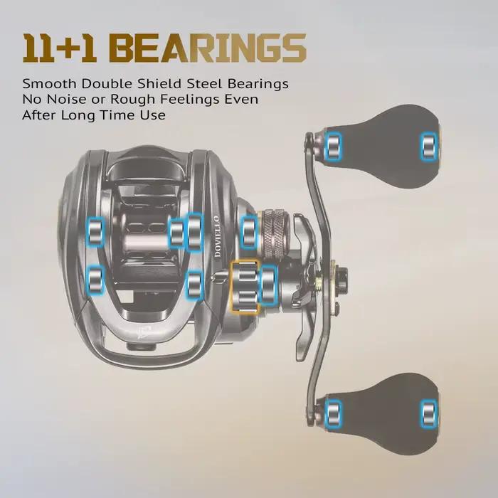 Moulinet baitcasting Soloking HIAW200 11+1 roulements pour pêche en mer bateau plage lac rivière réservoir d'étang stream gestion poissons grands robuste durable