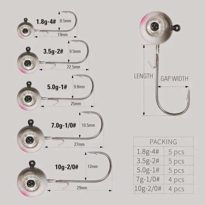 Tête plombée LUREHOLIC 1.8g-10g avec hameçon Mustad pour leurres souples pêche carnassiers