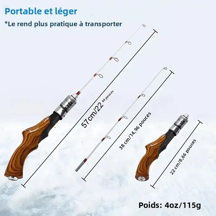 Canne à pêche sur glace portable détachable - Pôle hivernal ultraléger sensible pour pêche blanche
