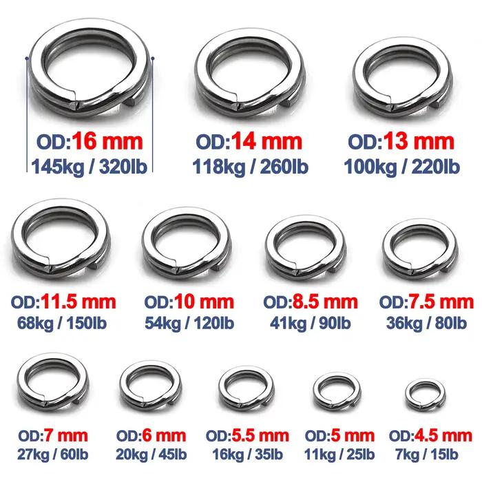 9KM 30 anneaux split rings pêche acier inoxydable pour leurres et connecteurs mer