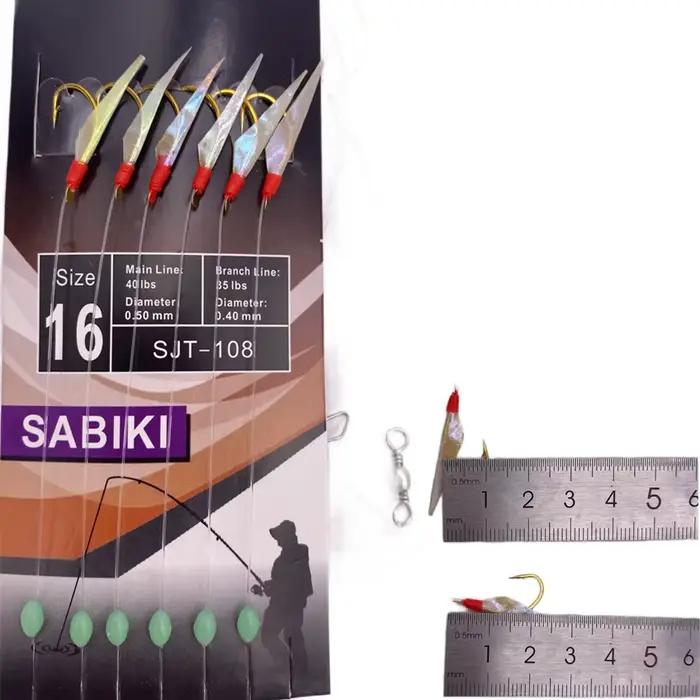 2 packs hameçons sabiki blancs peau poisson - appât crevette lumineux pêche mer
