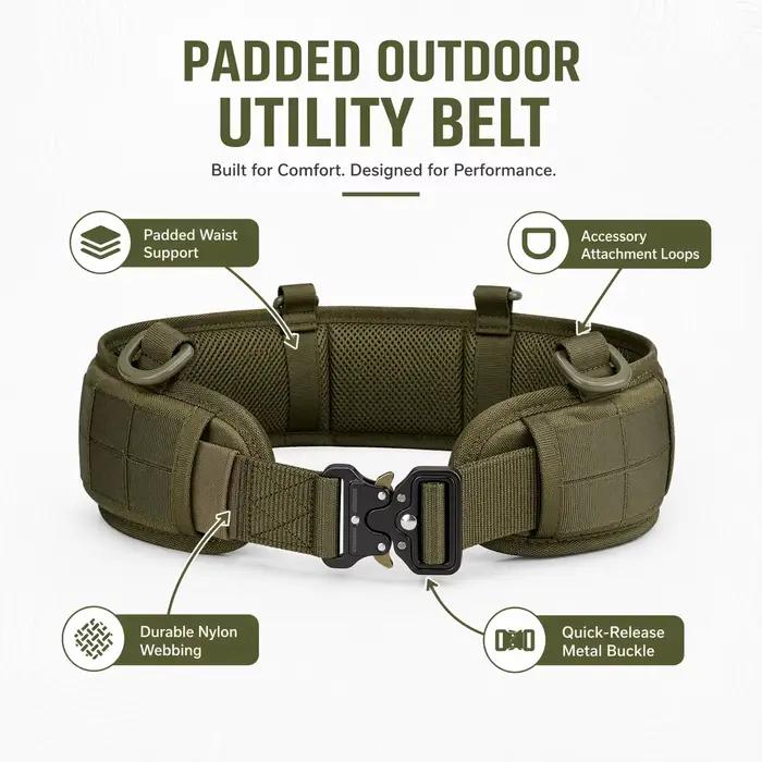 Ceinture Tactique en Nylon MOLLE Boucle Métallique Pour Pêche Chasse Accessoires Organisateurs Durables Outdoor