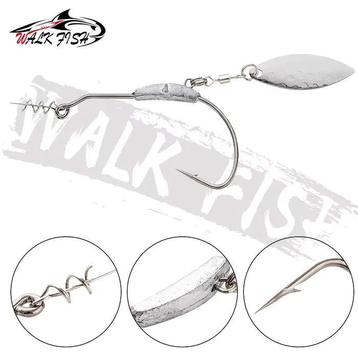 Leurres cuillères métal WALK FISH 3 pièces - 2g à 9g avec hameçons offset à blocage twist