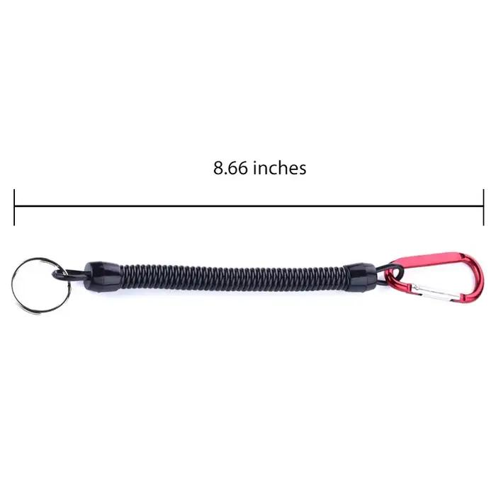 Lanière rétractable 22cm avec mousqueton pour pêche - Coiled tether TPU pour retenir vos outils de pêche