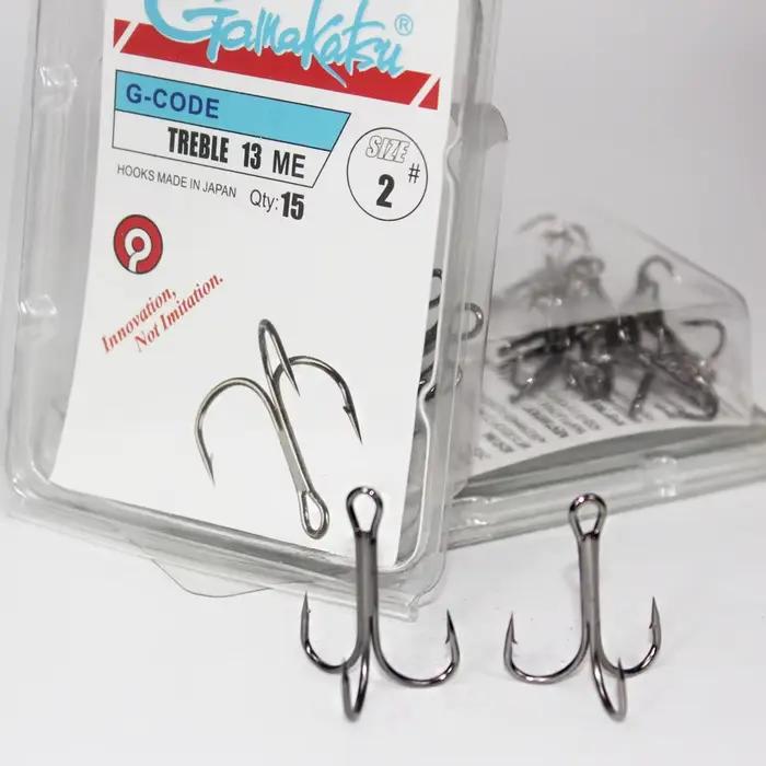 Hameçons Gamakatsu 15 pièces lot 13ME 1#-14# acier haute teneur en carbone triple noir pêche