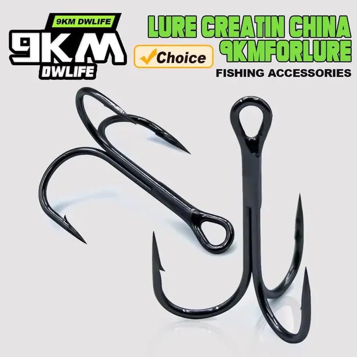 Hameçons triples 9KM acier carbone pour leurres durs pêche mer sel accessoires