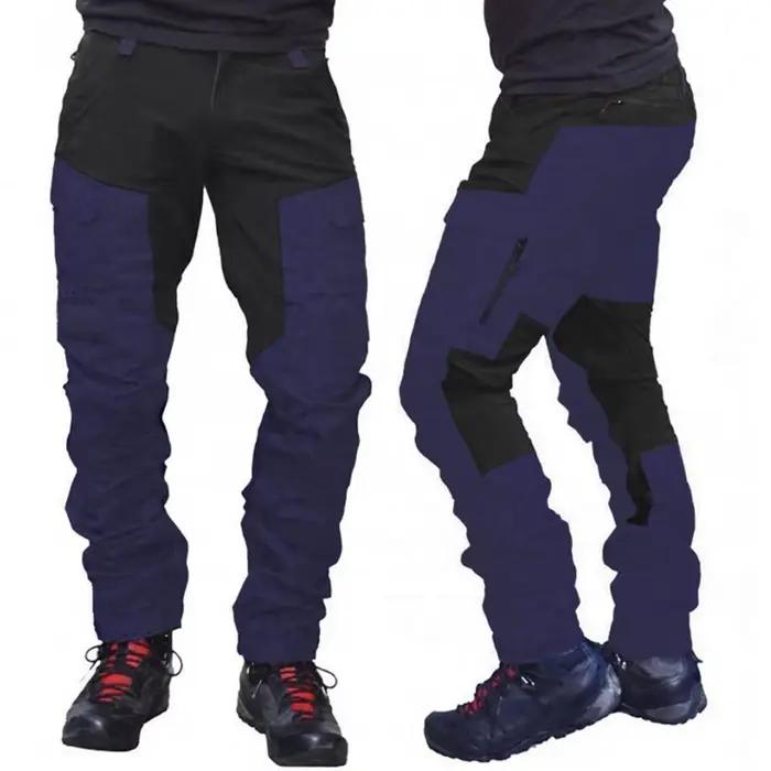 Pantalon cargo imperméable été pour hommes - Multi-poches color block - Parfait pêche et camping