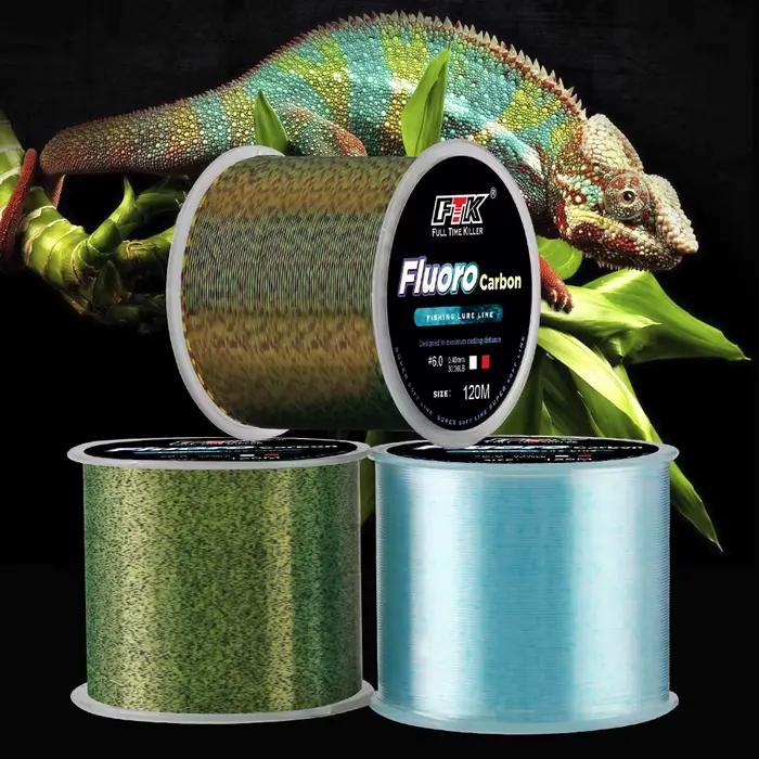 Fil de Pêche Invisible FTK 120m Fluorocarbone Tacheté Haute Résistance 4.13-34.32LB pour Traque des Carnassiers