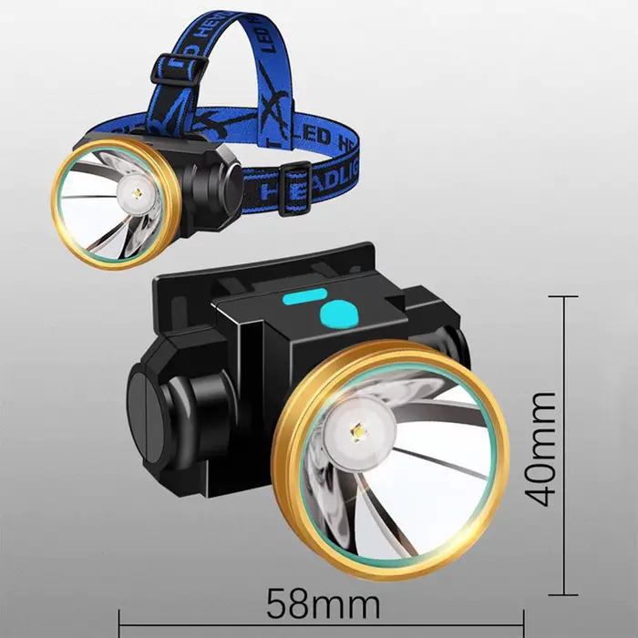 Lampe frontale puissante étanche rechargeable USB avec batterie intégrée pour pêche nocturne extérieure