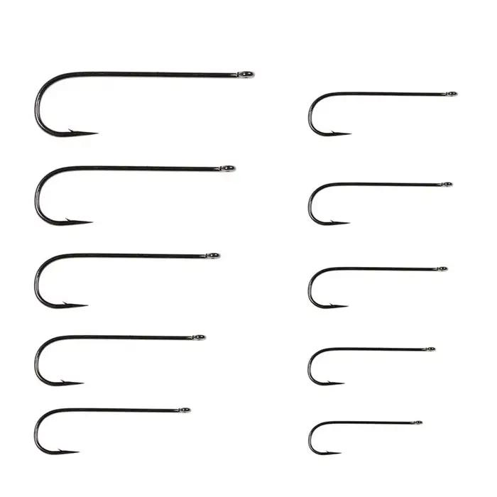 100 hameçons Aberdeen longue tige pour eau douce et mer - Tailles 10 à 3/0 pour sabiki rig