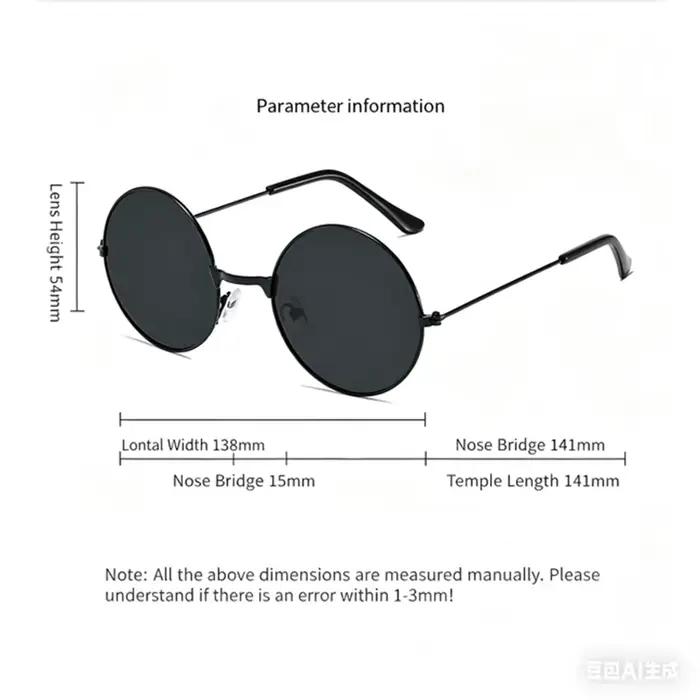 Lunettes de soleil vintage rondes unisexe pour pêche - Cadre métal rouge jaune protection UV marine