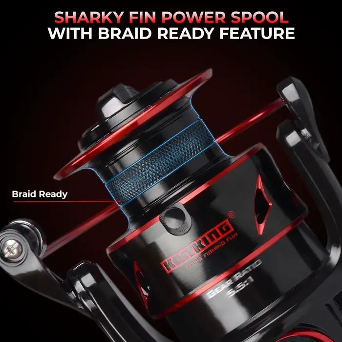 Moulinet spinning KastKing Sharky Baitfeeder III avec drag carbone pour pêche au vif et live liner