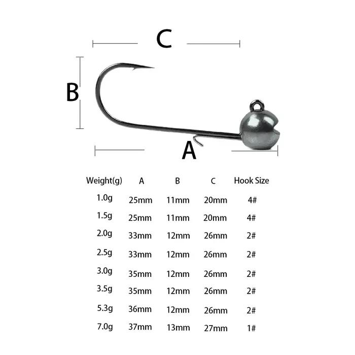 Hameçon Tungsten Jig Head 1g à 7g pour pêche du rockfish avec leurre souple shaky head barbé
