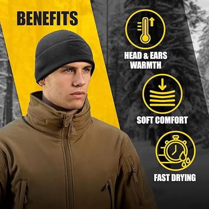Bonnet tactique anti-vent épais chaud pêche hiver tricot respirant extensible uni