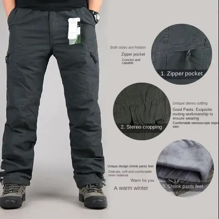 Pantalon d'hiver polaire cargo homme - Épais chaud pour pêche hivernale et conditions froides extrêmes
