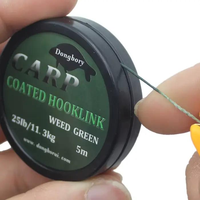 Ligne de pêche carpe gainée 5 mètres pour hair rig, résistance 15 à 35 livres, bas