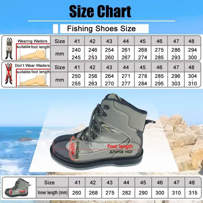 Chaussures de pêche wading semelle feutre ou caoutchouc pour pêche en rivière et rochers