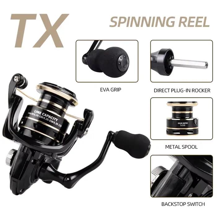 Moulinet spinning professionnel ultra-léger 1000-7000 avec frein 8-12kg pour eau douce et mer