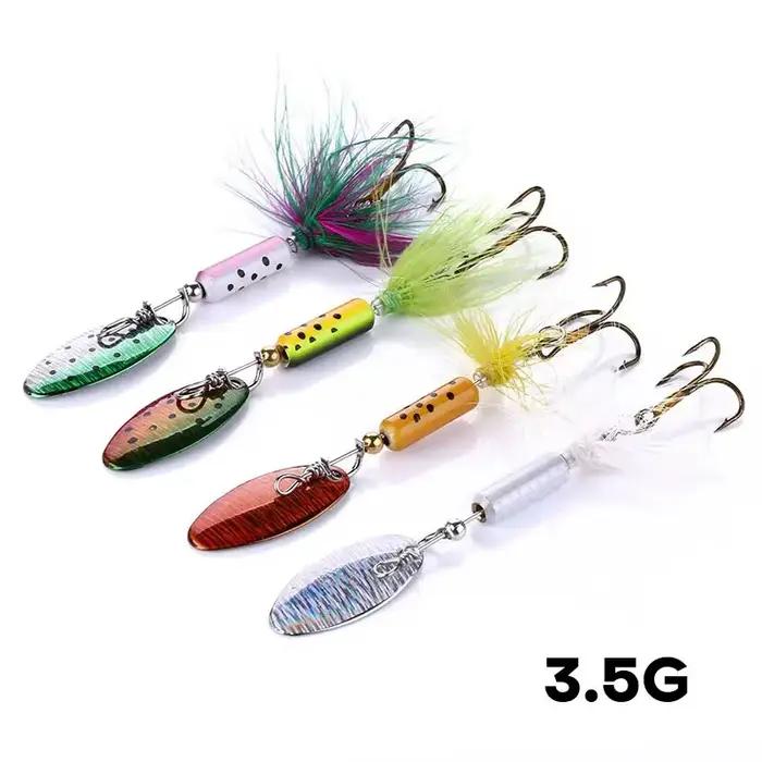 Leurre métal VIB 3,5g avec plumes et paillettes pour la pêche du bar et black bass