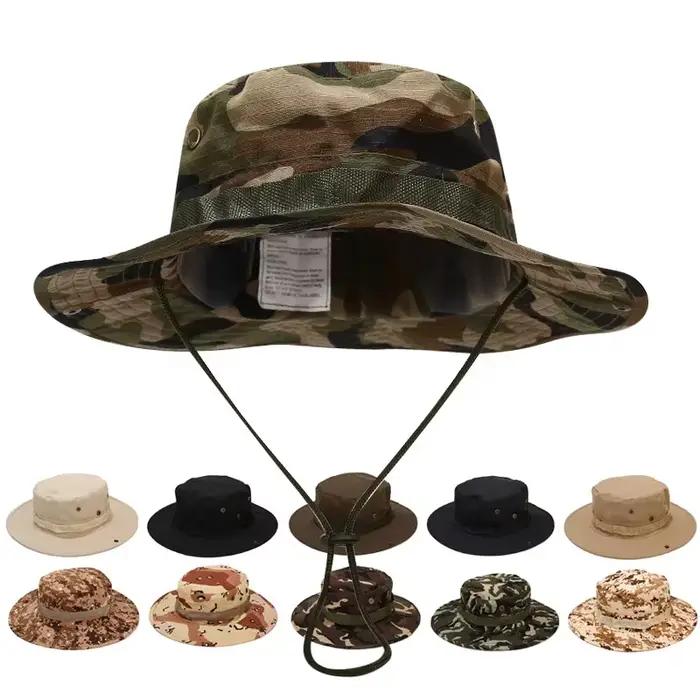 Chapeau camouflage pêche bord rond - Protection solaire randonnée pêche montagne unisexe