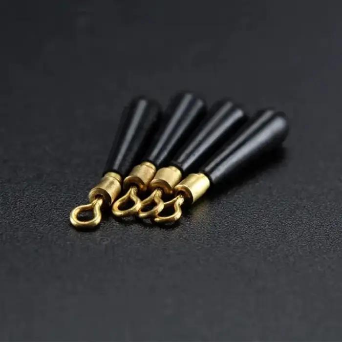 50 connecteurs flotteurs pêche cuivre rotation rapide avec embouts caoutchouc silicone pour bas de ligne