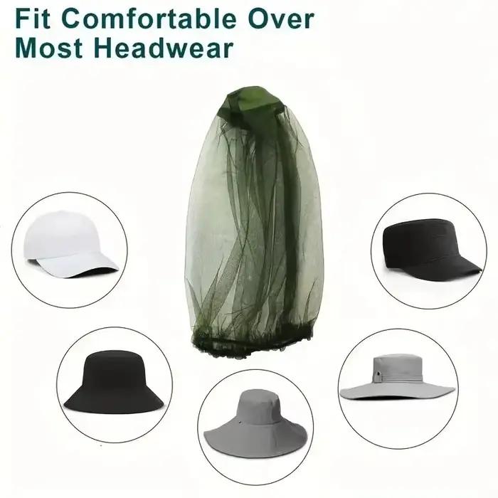 Chapeau anti-moustiques filet de pêche avec protection intégrale pour randonnée et camping