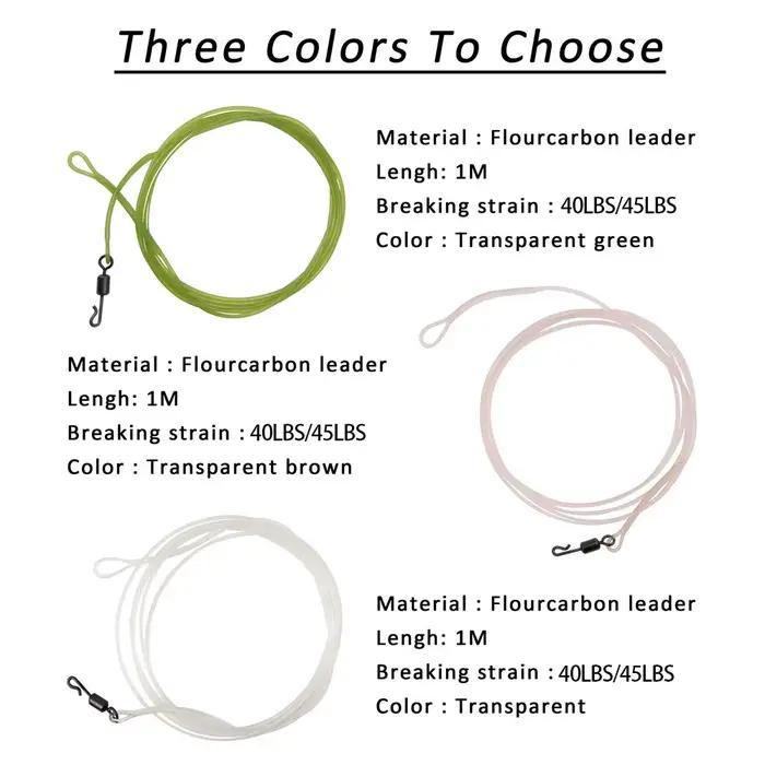 Bas de ligne fluorocarbone 1m 40LB avec émerillon rapide pour pêche à la carpe