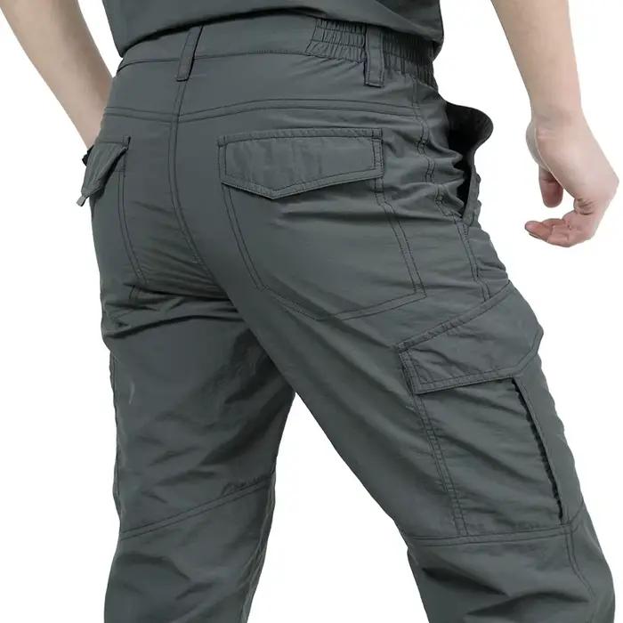 Pantalon cargo tactique été pour pêche - Léger imperméable multi-poches randonnée pêche