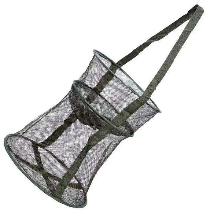 Filet de pêche pliable en forme de cage ronde, épuisette de débarquement pliante pour accessoires pêche