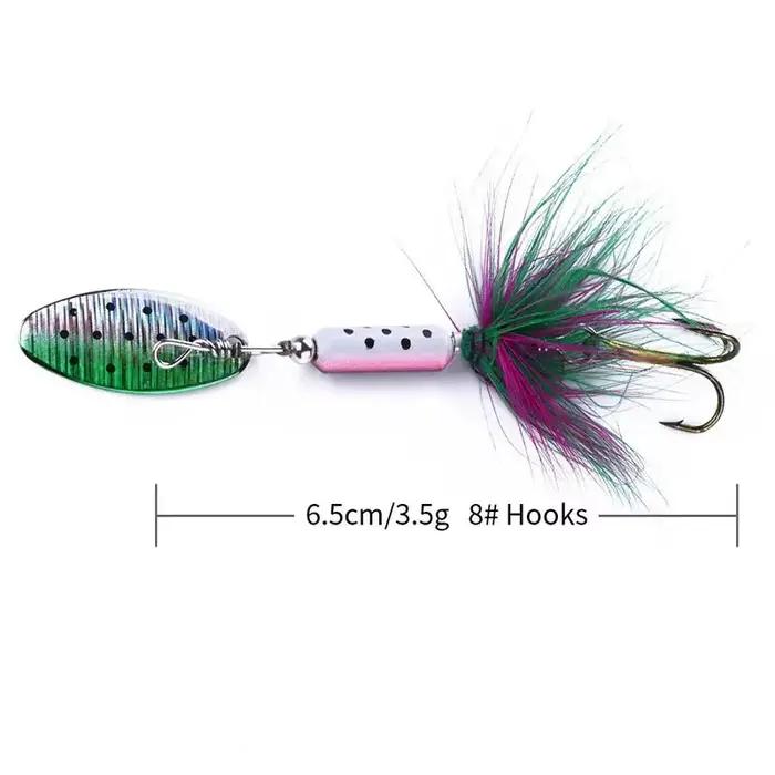 Leurre métal VIB 3.5g avec plumes et paillettes : leurre dur vibrations pour bar et pêche au vif