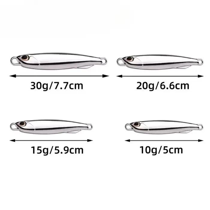 10 leurres métal jig 30g/40g argentés - Appâts mer et eau salée pour bar et carnassiers marins