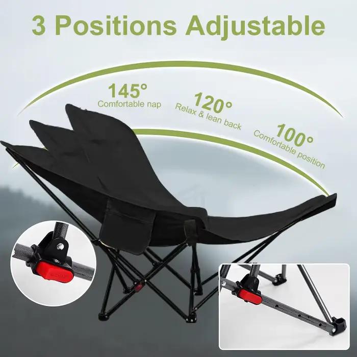 Chaise pliante portable avec sac de rangement et repose-pieds pour camping et pêche