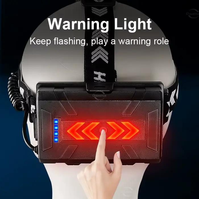 Lampe frontale pêche 80000lm rechargeable USB grand angle XHP360 pour pêche en mer et rivière