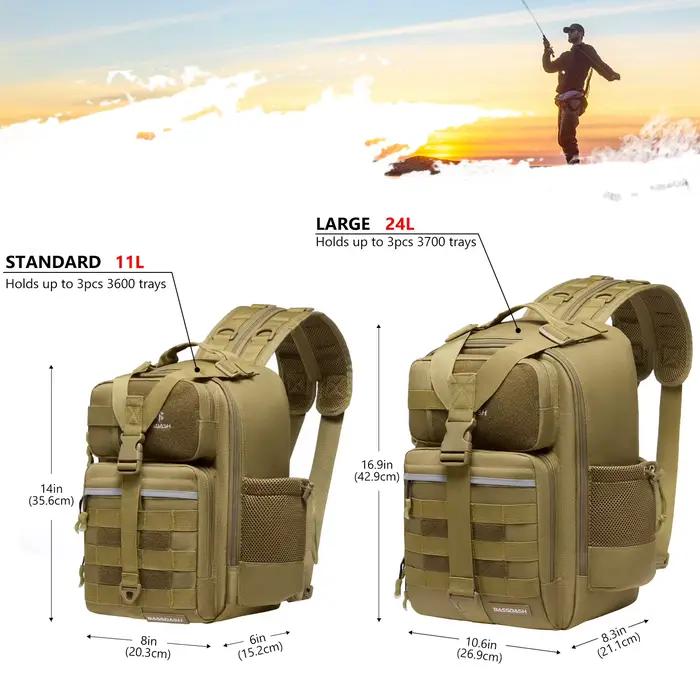 Sac à dos convertible BASSDASH FP07 avec porte-canne étanche tactique pour matériel de pêche réglable