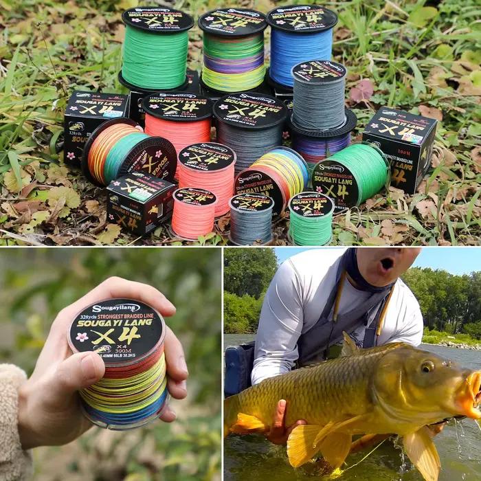 Ligne de pêche Sougayilang 4 brins PE tressée ultra-résistante pour lac et mer multifilament en fil tissé occasions spéciales