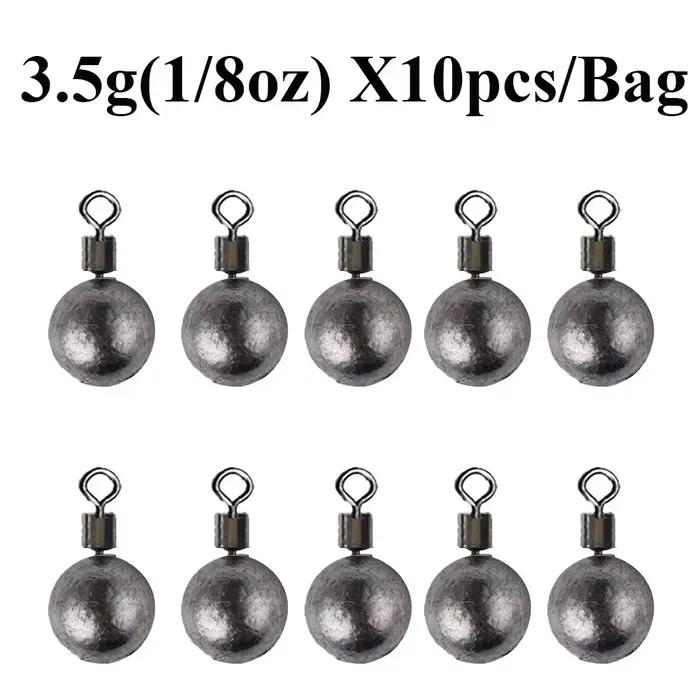 Lot de 10 plombs de pêche 3.5g à 20g - Plombs plats et bombés pour pêche à la carpe et pêche sportive