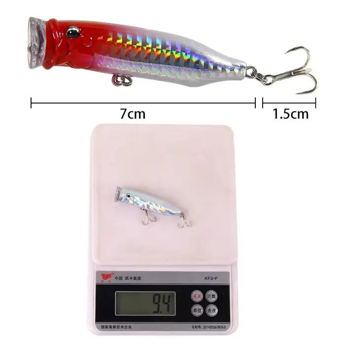 Leurre Popper Topwater 7cm 9.4g - Nouveau Leurres Dur Appât Crankbait pour la Pêche de la Perche
